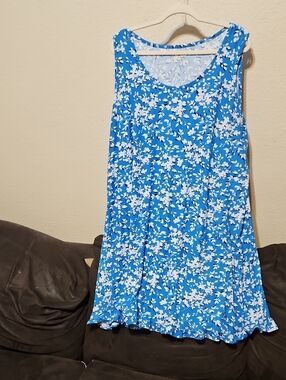 Draper James Bright Blue and White Floral Midi Dress. Fits XXL/XXXL